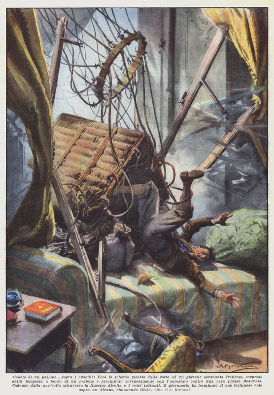 Falling from a Balloon onto Cushions! by Achille Beltrame