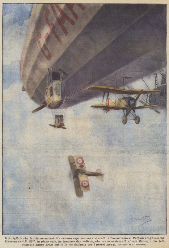 The Airship That Launches Airplanes by Achille Beltrame