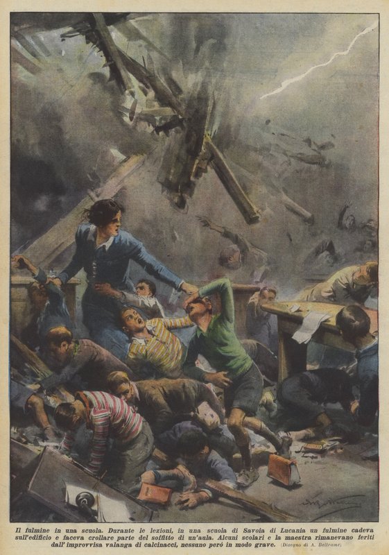 Lightning in a School by Achille Beltrame