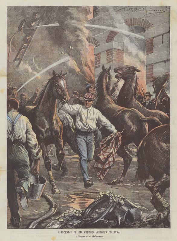 The Fire of a Famous Italian Stable by Achille Beltrame
