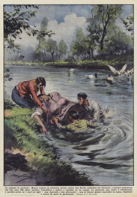 The Mother in Danger! by Achille Beltrame