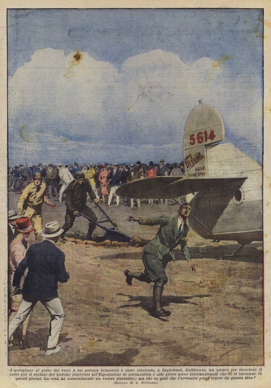 The Airplane Instead of Oxen by Achille Beltrame