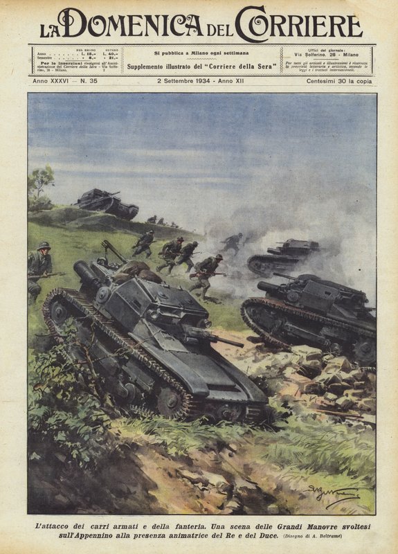The Attack of Tanks and Infantry by Achille Beltrame
