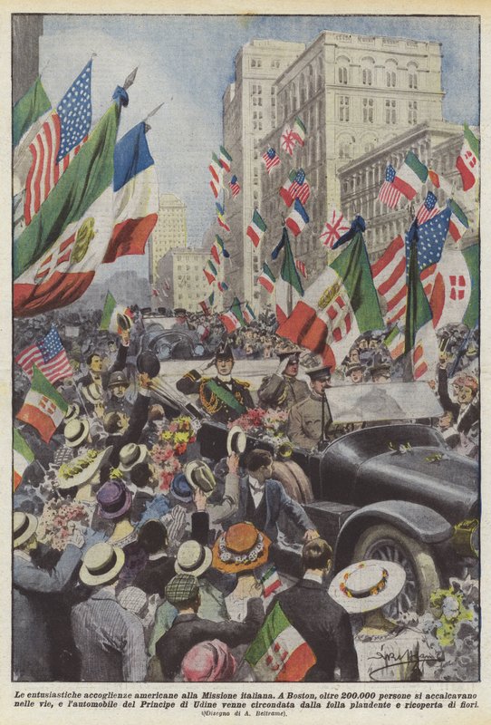 The Enthusiastic American Welcomes to the Italian Mission by Achille Beltrame