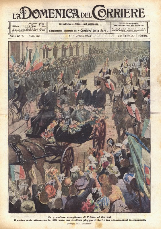 The Grand Welcome of Trieste to the Sovereigns by Achille Beltrame