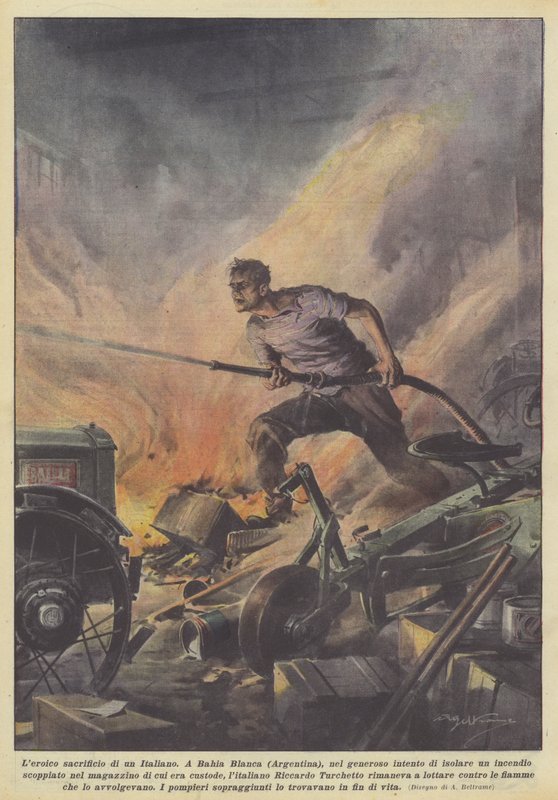 The Heroic Sacrifice of an Italian by Achille Beltrame