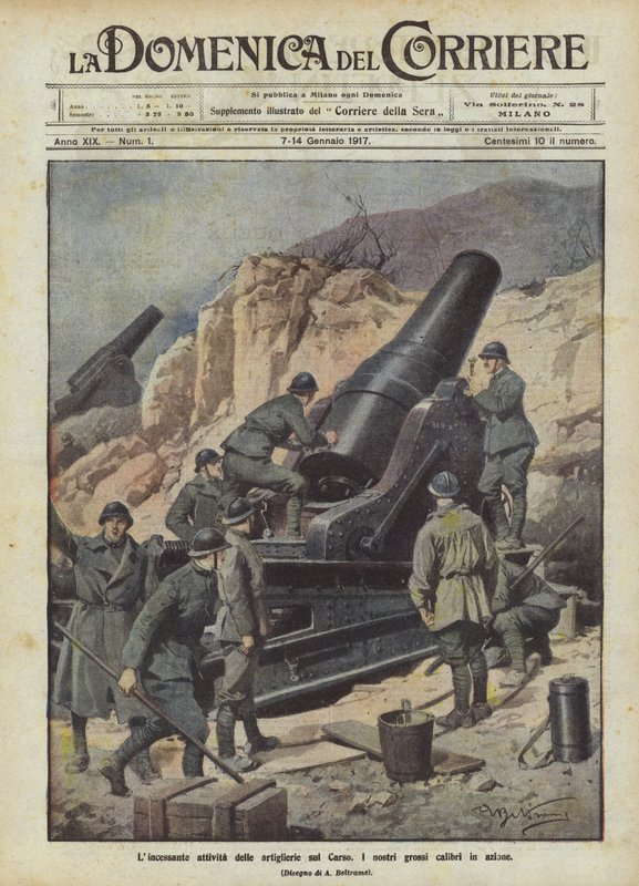 The incessant activity of the artillery on the Carso by Achille Beltrame