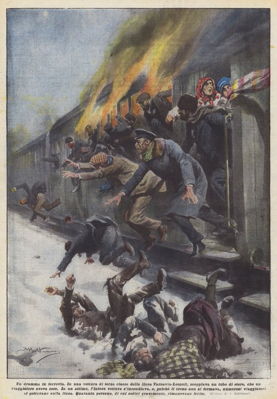 A Drama on the Railway by Achille Beltrame
