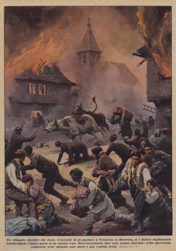 A Village Destroyed by Fire by Achille Beltrame