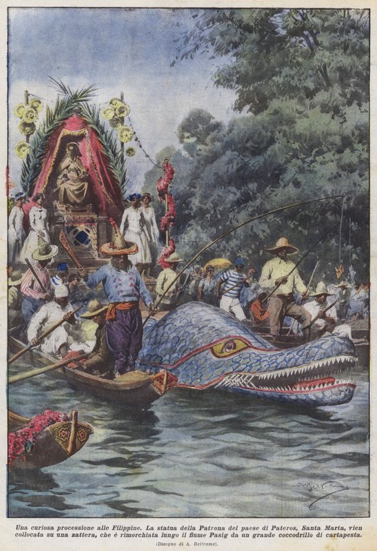 A Curious Procession in the Philippines by Achille Beltrame