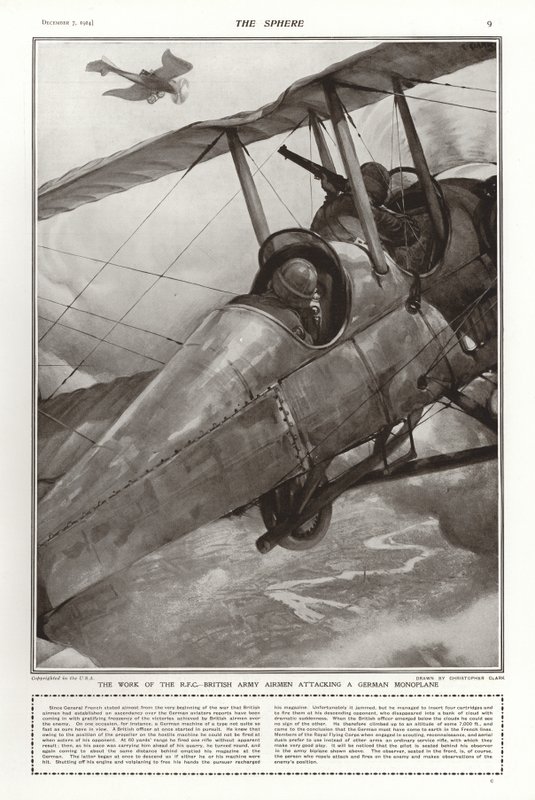 British Army Airmen of the RFC Attacking a German Monoplane, World War I by Addison Thomas Millar