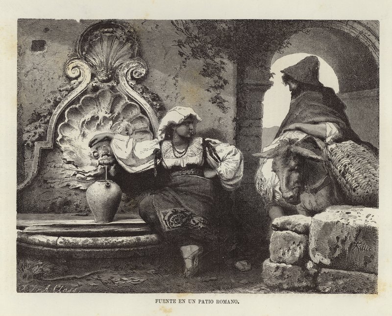 Fountain in a Roman Courtyard by Adolf Closs