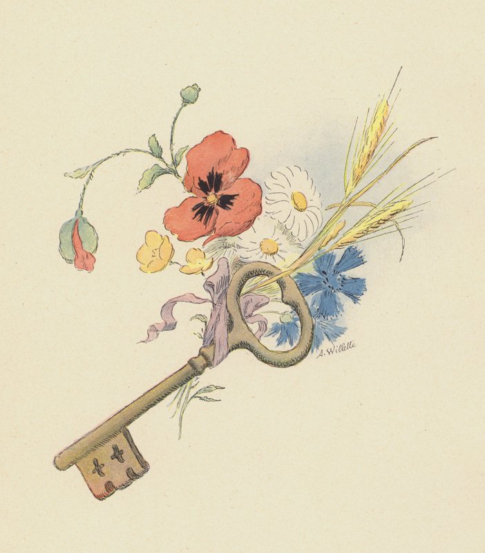 Key and Flowers by Adolphe Leon Willette