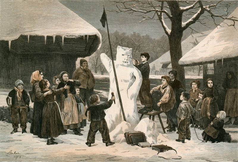 The Snow Bear-Schoolboy Pastime Near Bern by Albert Anker