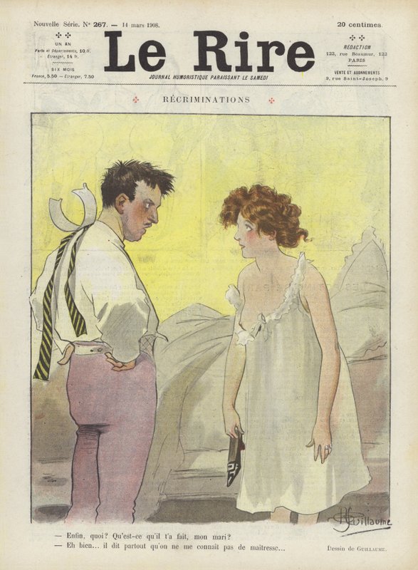 Recriminations. Illustration for Le Rire by Albert Guillaume