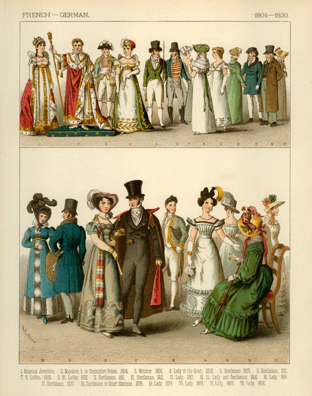 French and German Costumes 1804-1830 by Albert Kretschmer