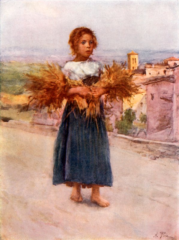 Little Gleaner in the Campagna by Alberto Pisa