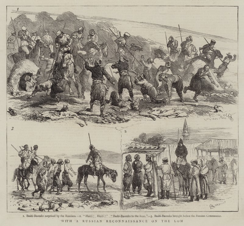 With the Russians Reconnaissance on the Lom by Alfred Chantrey Corbould