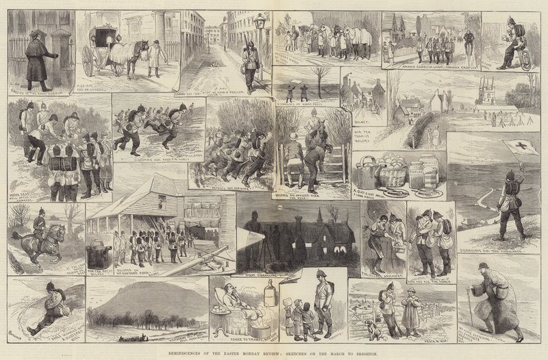 Reminiscences of the Easter Monday Review, Sketches on the March to Brighton by Alfred Courbould