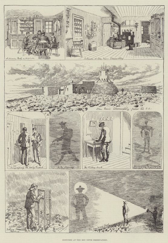 Sketches at the Ben Nevis Observatory by Alfred Courbould