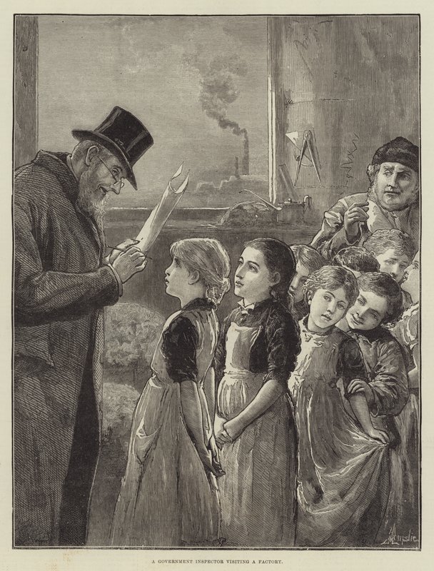 A Government Inspector visiting a Factory by Alfred Edward Emslie