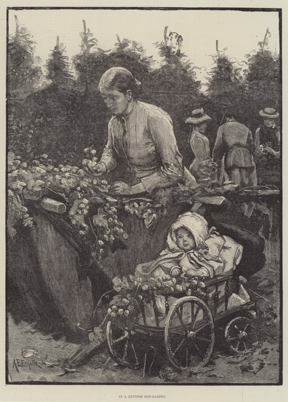 In a Kentish Hop-Garden by Alfred Edward Emslie