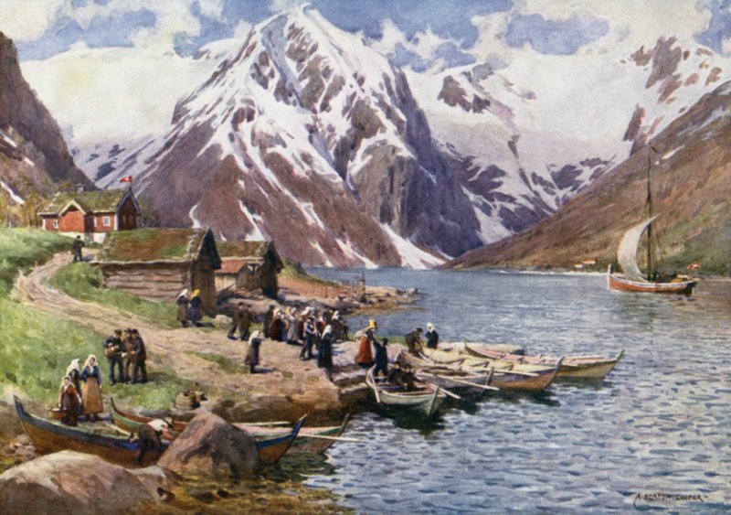 Ese Fjord, A Wedding Party by Alfred Heaton Cooper