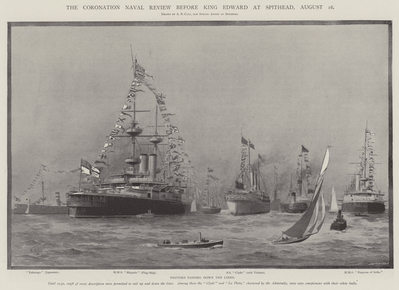 The Coronation Naval Review before King Edward at Spithead, 16 August by Alma Claude Burlton Cull