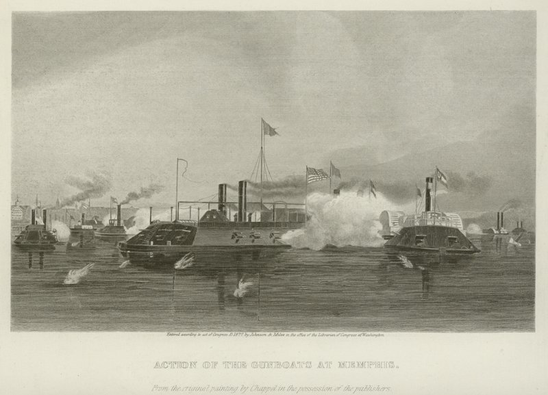 Action of the Gunboats at Memphis, 1862 by Alonzo Chappel