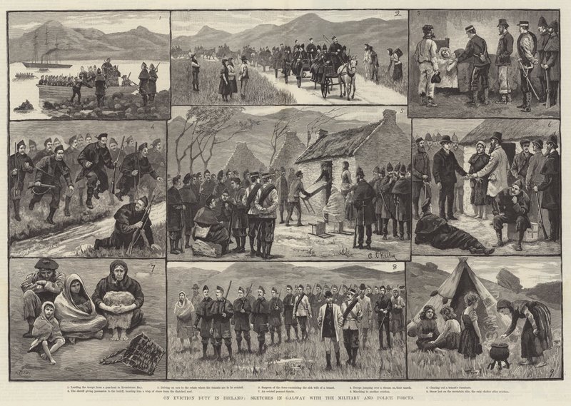 On Eviction Duty in Ireland, Sketches in Galway with the Military and Police Forces by Aloysius O