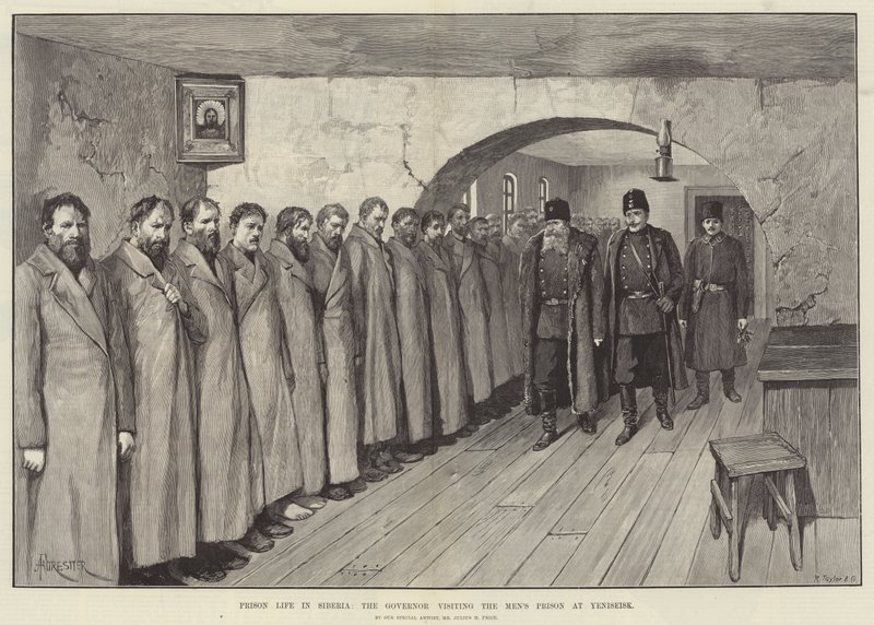 Prison Life in Siberia, the Governor visiting the Men