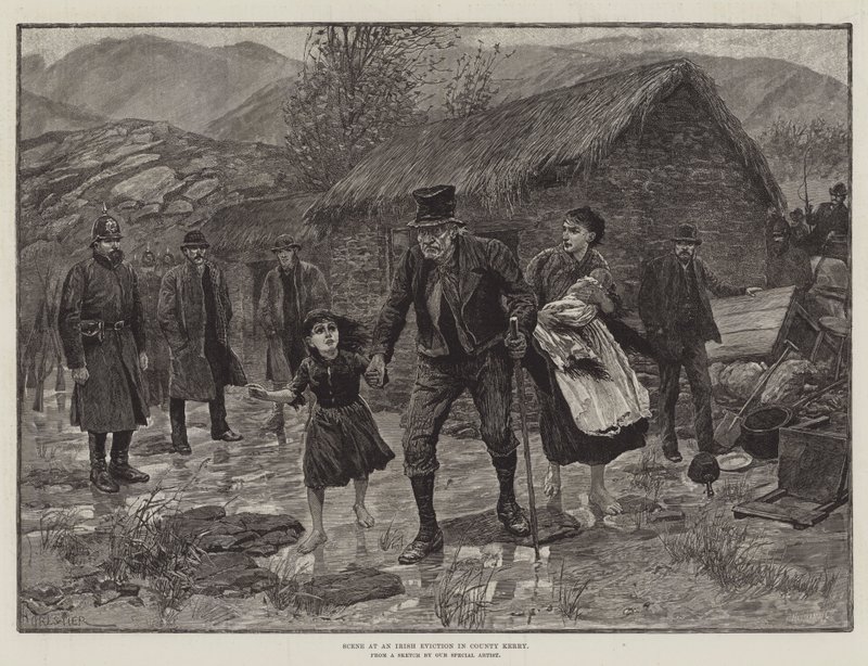 Scene at an Irish Eviction in County Kerry by Amedee Forestier