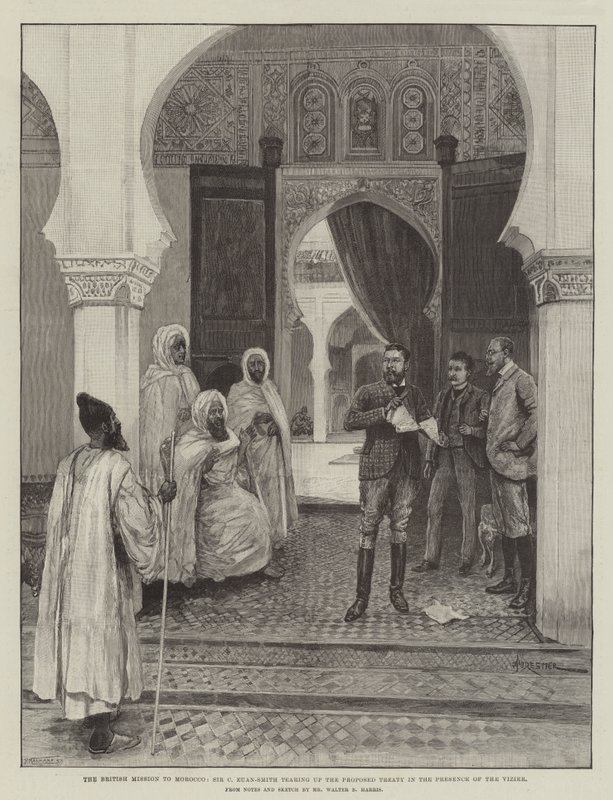 The British Mission to Morocco, Sir C Euan-Smith tearing up the Proposed Treaty in the Presence of the Vizier by Amedee Forestier