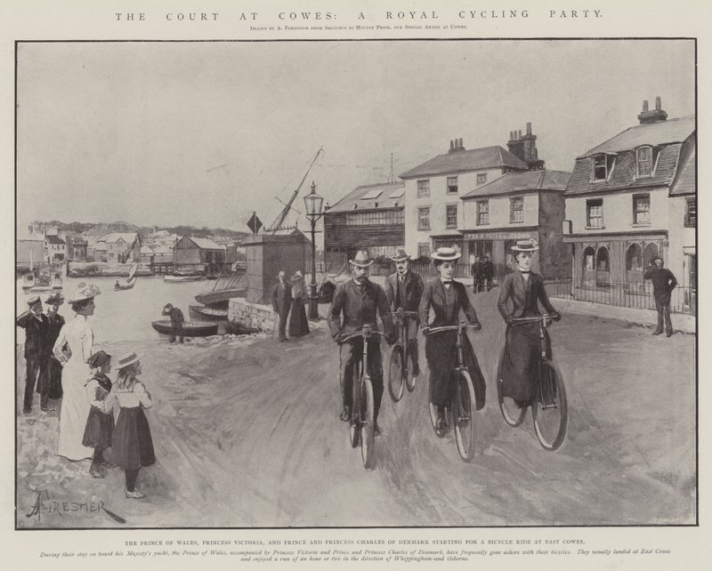 The Court at Cowes, a Royal Cycling Party by Amedee Forestier