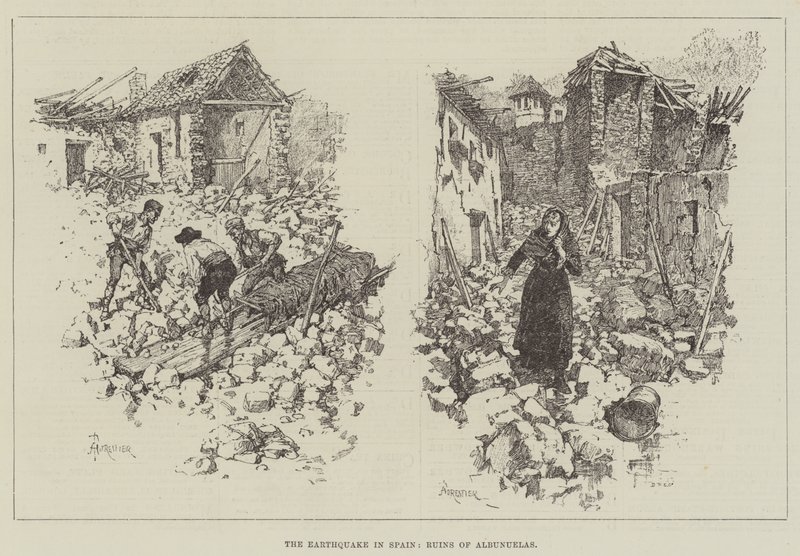 The Earthquake in Spain, Ruins of Albunuelas by Amedee Forestier