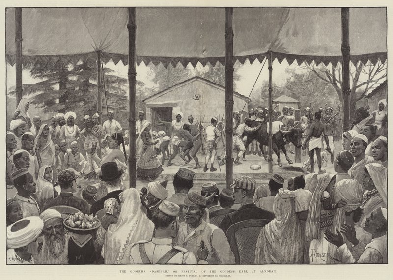 The Goorkha Daserah, or Festival of the Goddess Kali, at Almorah by Amedee Forestier