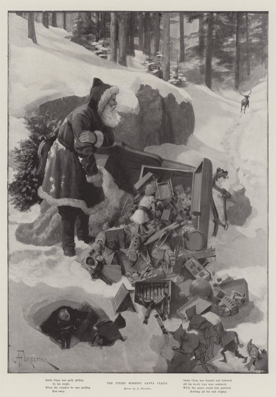 The Pixies Robbing Santa Claus by Amedee Forestier