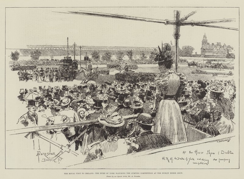 The Royal Visit to Ireland, the Duke of York watching the Jumping Competition at the Dublin Horse Show by Amedee Forestier