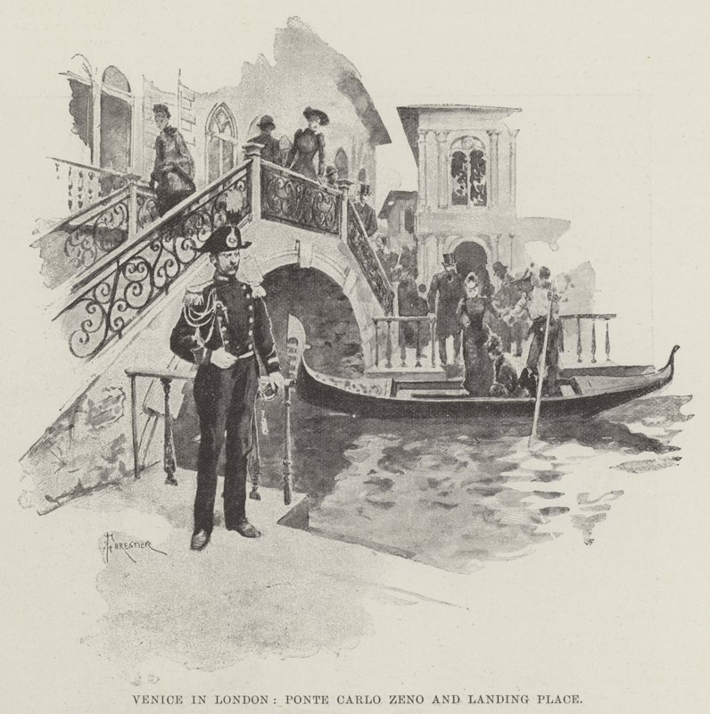Venice in London, Ponte Carlo Zeno and Landing Place by Amedee Forestier