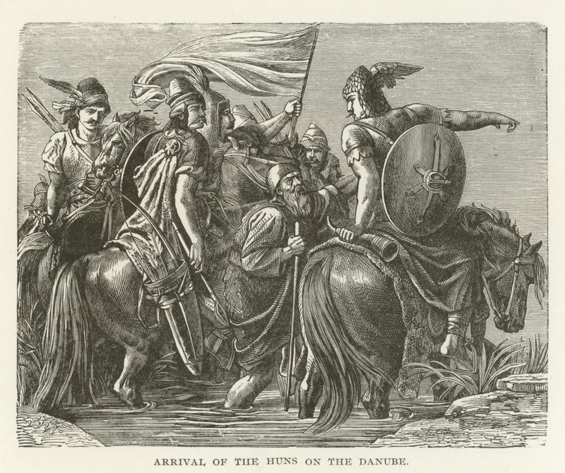 Arrival of the Huns on the Danube by American School