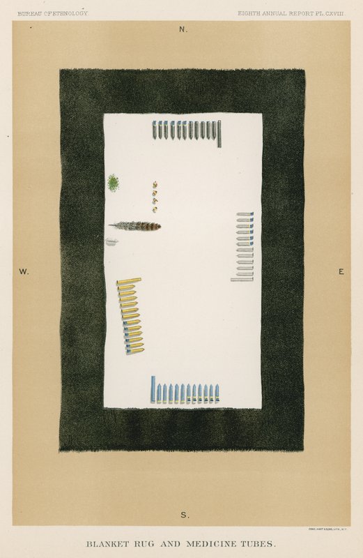 Blanket Rug and Medicine Tubes by American School