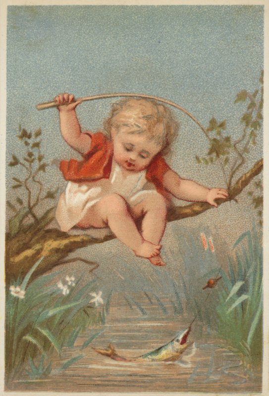 Child Fishing in a Stream by American School