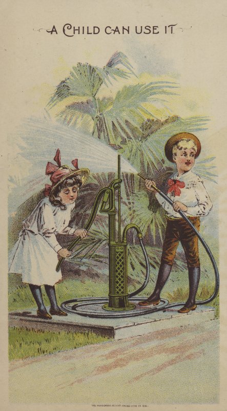 Children Playing with a Water Pump by American School