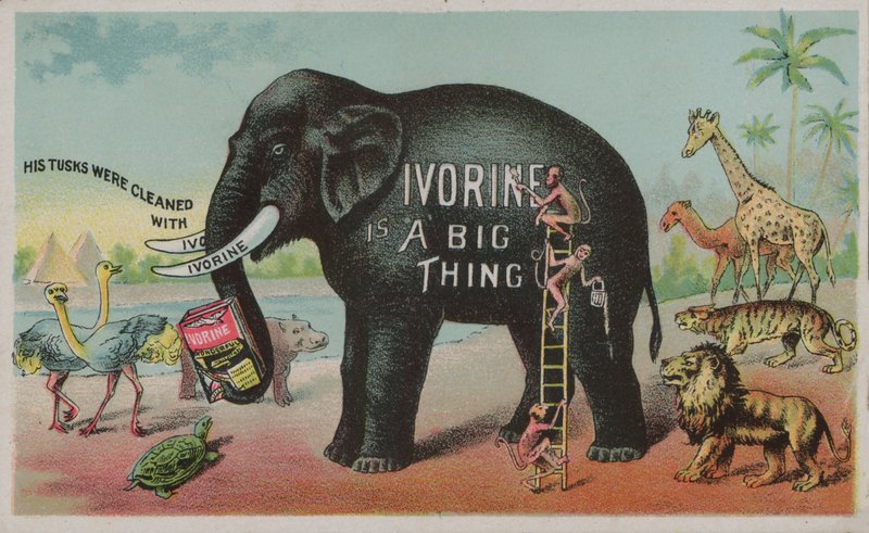 Elephant advertising Ivorine soap by American School
