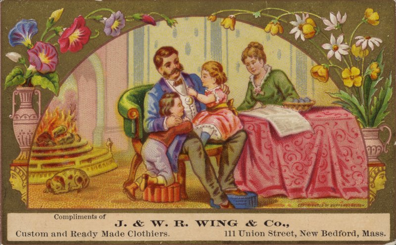 Family Relaxing by the Fire by American School