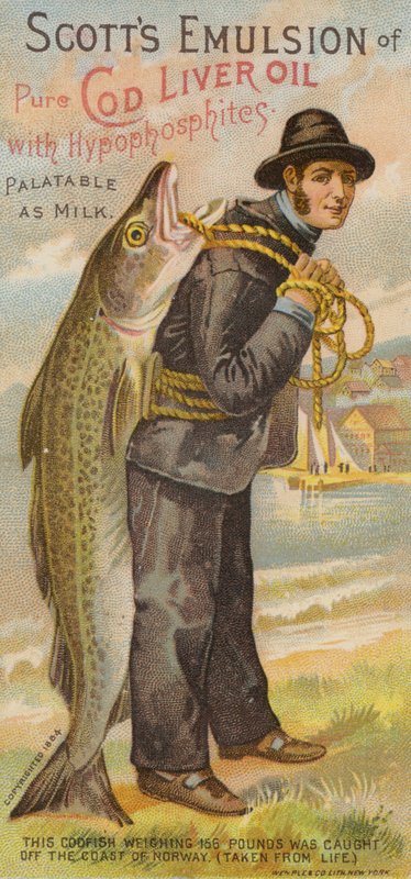 Fisherman Holding Fish Over Shoulder by American School