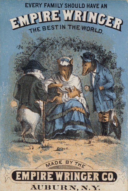 Foxes in Clothes with Cub by American School