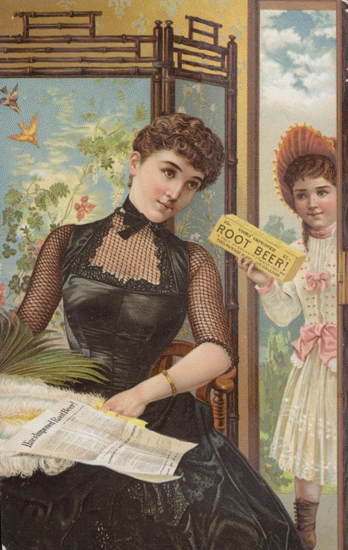 Girl Holding Root Beer Box by American School
