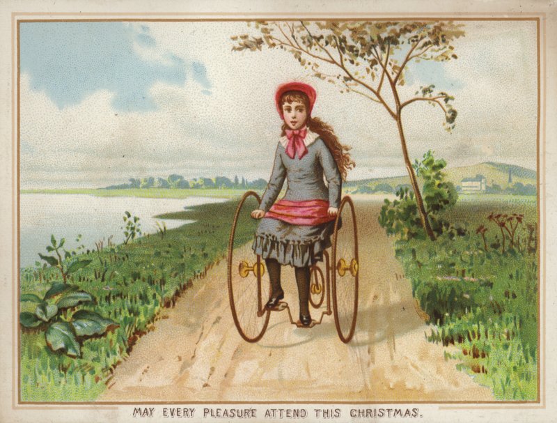 Girl Riding a Tricycle in the Country by American School