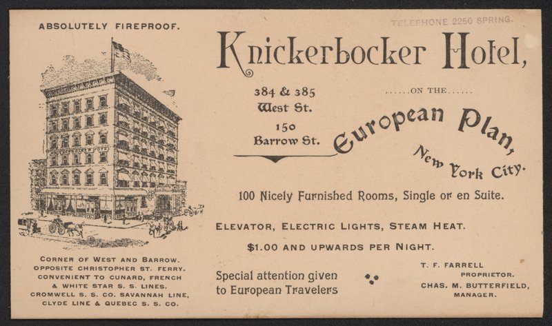 Hotel Trade Card by American School